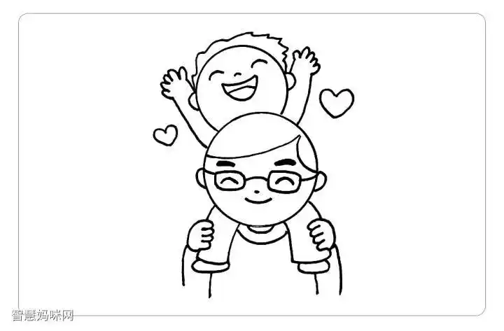 父亲节简笔画,快乐的父子俩详细画法步骤-图12