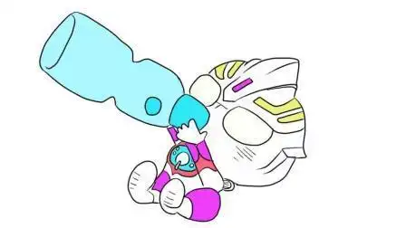 可爱的q版欧布奥特曼喝牛奶儿童卡通简笔画