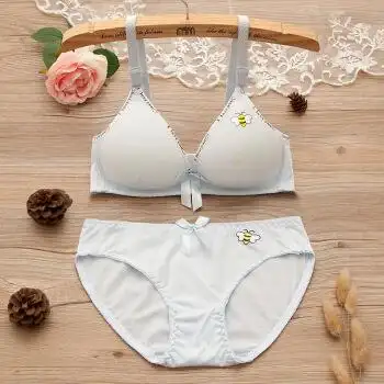 内衣裤内裤套装文胸初中女生内衣套装女中学生高中生17韩版16-18 蓝色