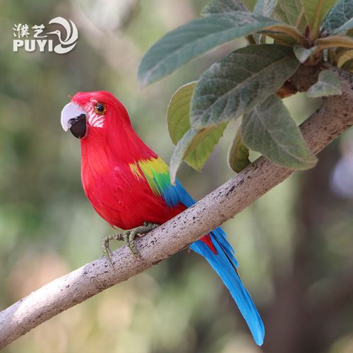 新品仿真小鹦鹉羽毛摆件园林家居装饰品展翅假鸟20cm动物模型道具