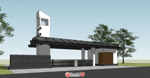坡屋顶大门 - sketchup模型库 - 毕马汇 nbimer