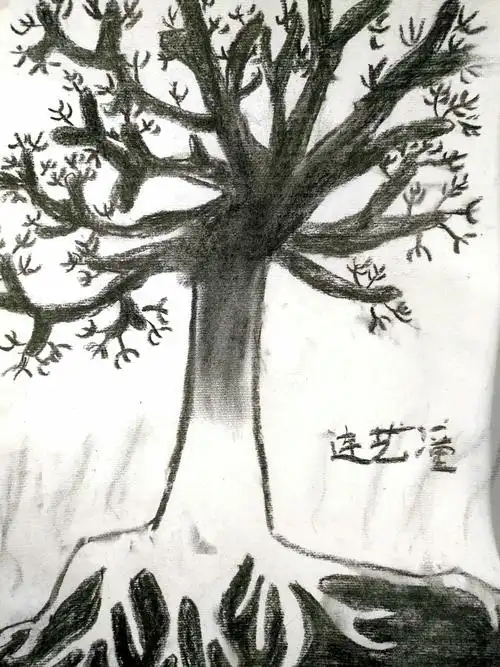 艺萌美术春季课堂观察之感受性素描班《炭条平面练习光秃秃的树》