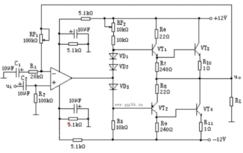 设计一个ocl功率放大电路.指标要求如下 :负载8Ω , 输出功率8w