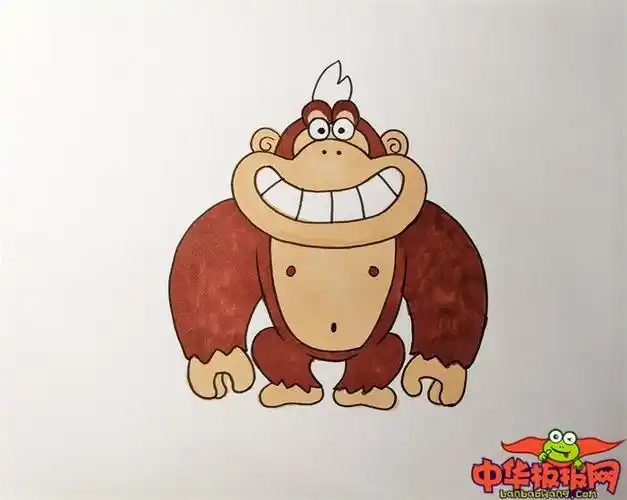 大猩猩怎么画 大猩猩简笔画简单好看带颜色 - 水彩迷