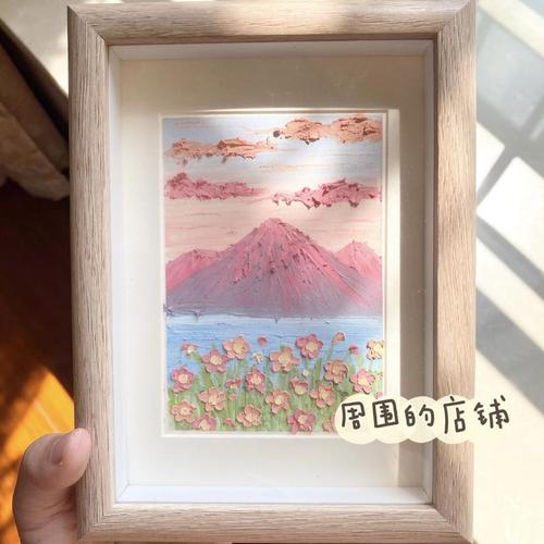 原创真的油画棒纯手绘立体风景小画定制装饰画