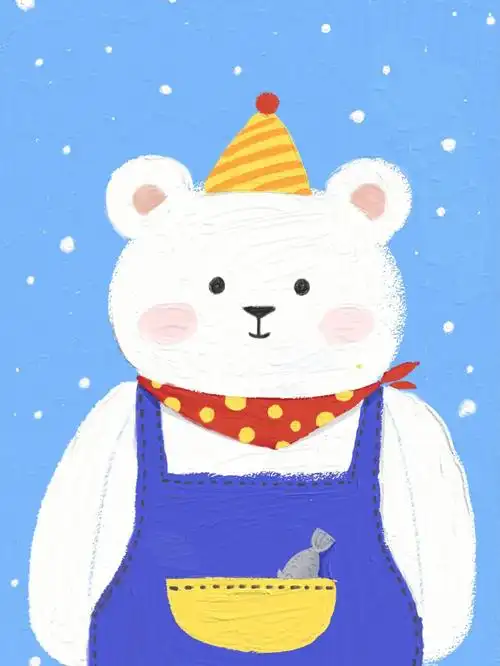 呆萌丙烯画动物颜料画像可爱北极熊儿童