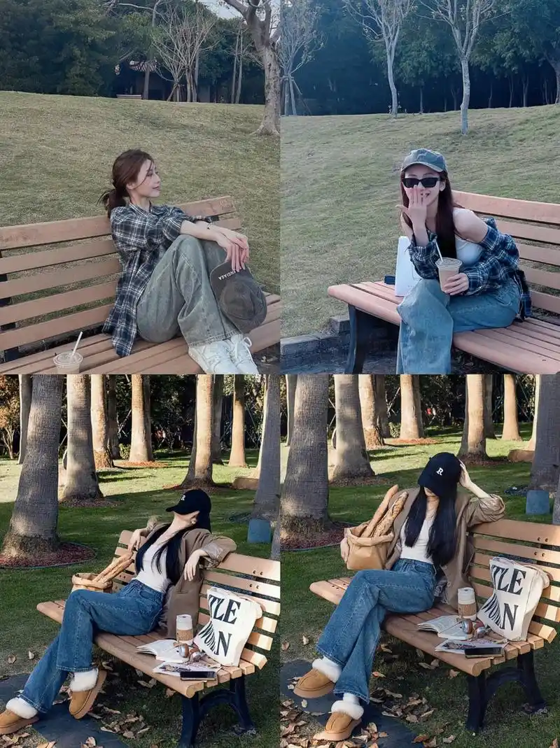 公园长椅拍照姿势来了,快和姐妹一起去拍吧! - 抖音