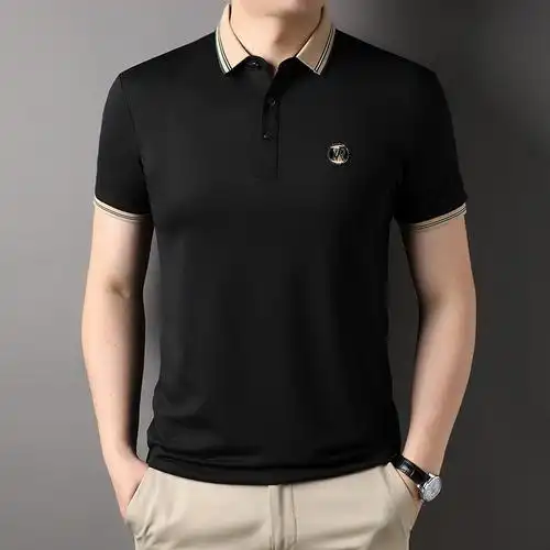 2024夏季新款含桑蚕丝polo衫短袖t恤男中年休闲商务帅气体恤厂家