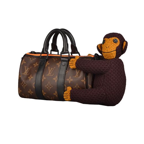 lv路易威登keepallnano手袋趣味卡通针织玩偶单肩通用款女包