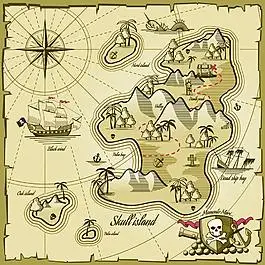 黄色藏宝图矢量素材