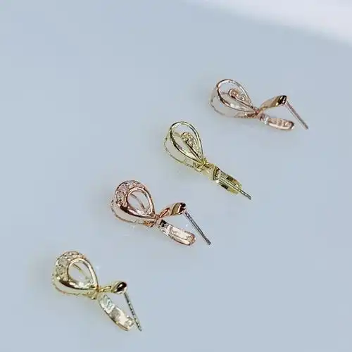 18k金吊坠扣头简约玉坠斜孔夹扣佛公翡翠黄金瓜子卡扣配件批发