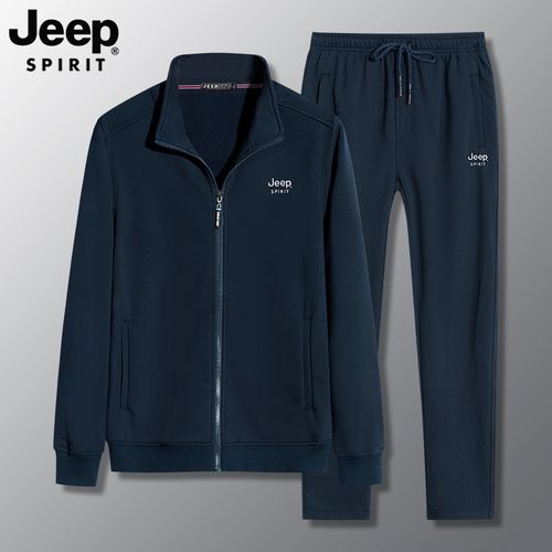 jeep吉普中老年运动套装男春秋中年爸爸跑步服秋装名牌休闲运动服