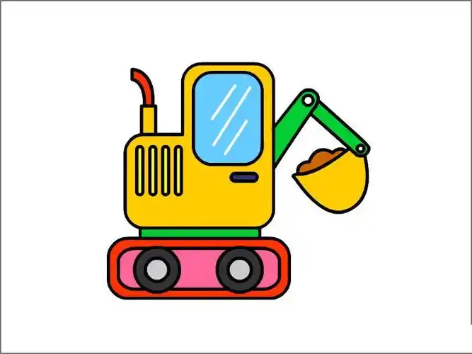 挖掘机简笔画步骤