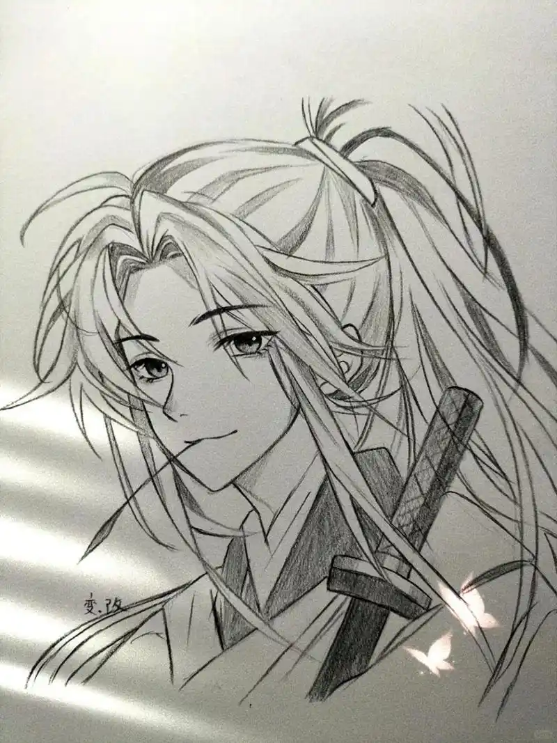 古风男生绘画过程图