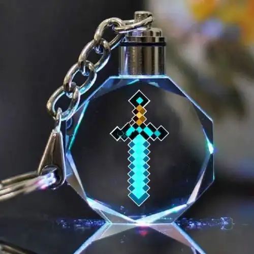 定制我的世界钻石剑钥匙扣周边挂件钻石剑末影龙史蒂夫书包钥匙扣游戏