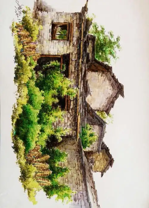 马克笔风景马克笔风景画手绘