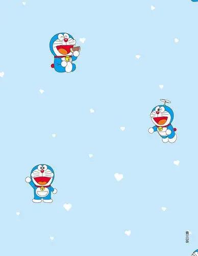 a00741t15青少年墙布3蓝色机器哆啦a梦猫心形