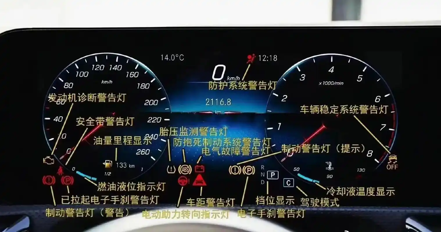科普篇～奔驰新款仪表说明及车内功能介绍#抖音汽车#汽车故障灯 - 抖
