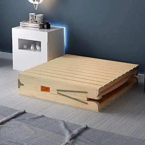 小户型松木午憩折叠床樟子松护腰硬床板小型纯手工打造单人床简易