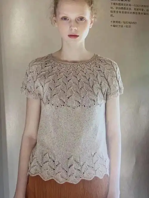 棒针编织图解圆领育克套头衫