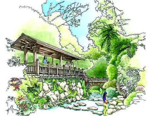 免费亭廊景观效果图免费涌泉小品手绘效果图免费植物园手绘效果图免费