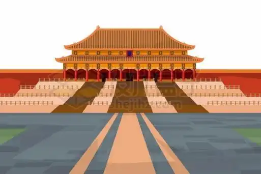 北京故宫紫禁城中的太和殿金銮殿古建筑插画6494012矢量图片免抠素材