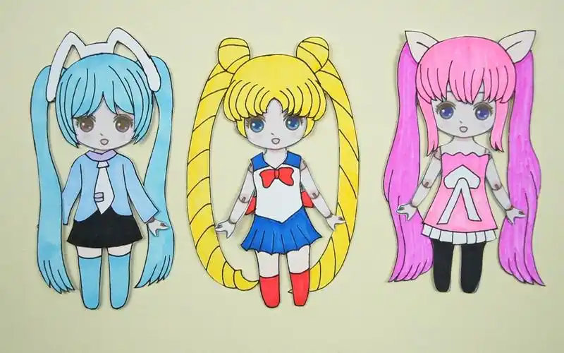 美少女战士纸娃娃手工卡通校服裙子装