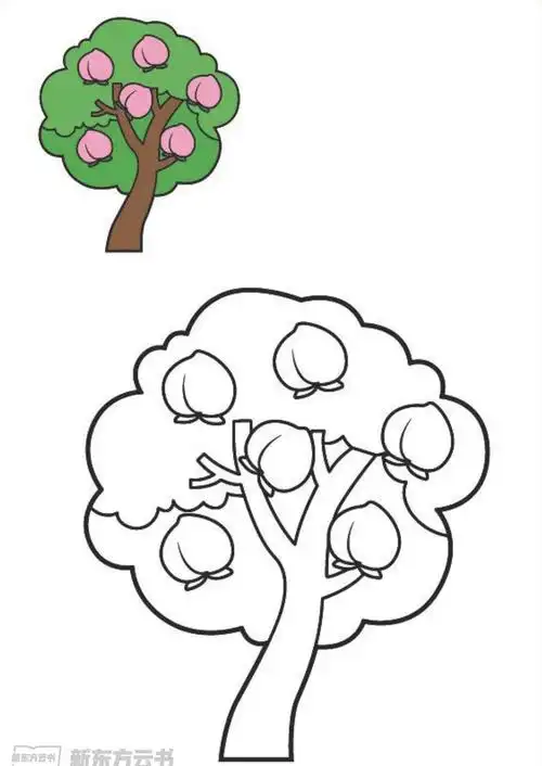 一起画一画丨涂色练习之桃子树-新东方网