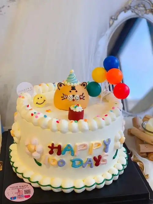 立体小老虎手绘蛋糕奥克兰宝宝百天蛋糕