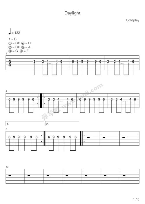 吉他谱 - daylight