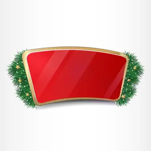 红色圣诞节松叶装饰的文本框图片免抠素材 边框纹理-第1张