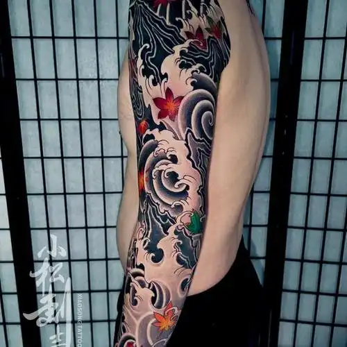 传统水浪花臂,毕业[庆祝]67_纹身吧社区 - 纹身大咖