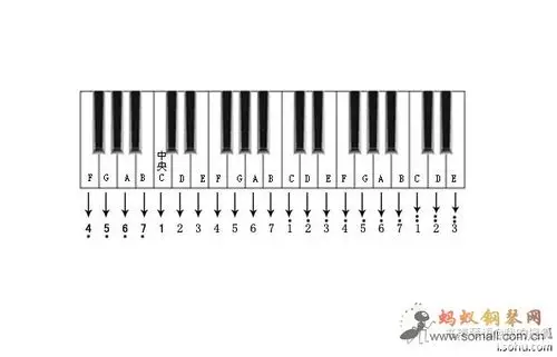 钢琴琴键图对照表88键