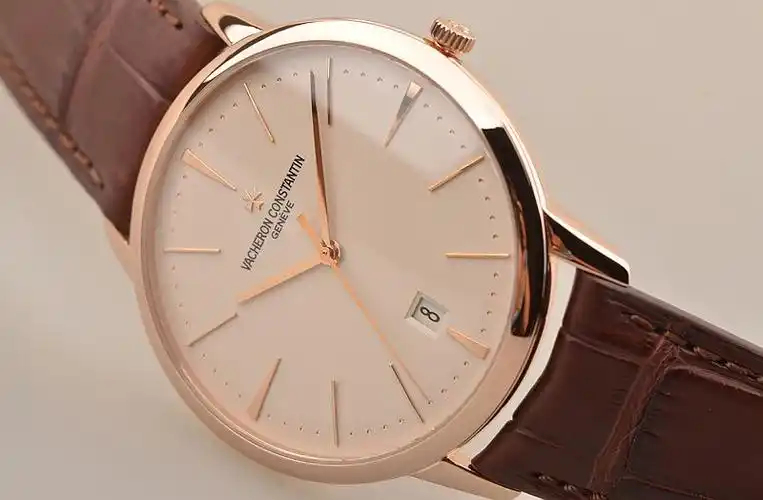 【98新】江诗丹顿传承玫瑰金大三针自动机械男表85180/000r-9248_名表