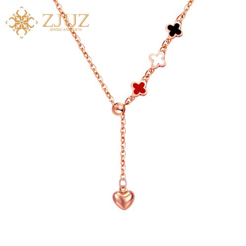 zjuz18k金项链女四叶草项链简约韩版锁骨链彩金项链情人节礼物送女友