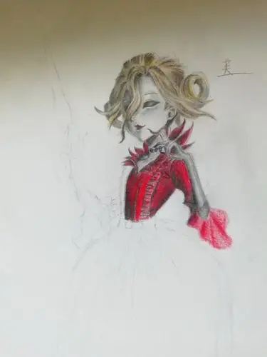 中午摸的红夫人,还没画完,衣服有点毁了啊