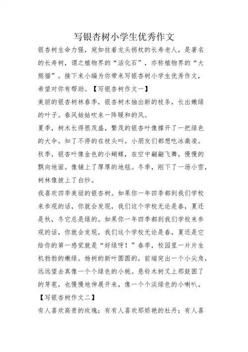 写银杏树小学生优秀作文