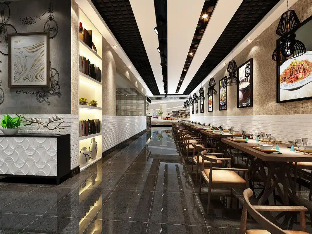 这是连锁餐饮店 尤里尤米的室内装修效果图