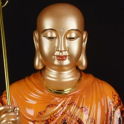 台湾晶彩纯铜地藏王佛像供奉家用开光地藏王菩萨铜像地藏佛像摆件