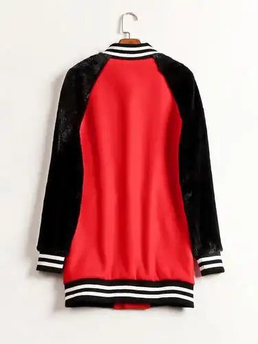 熙泊雅红黑棒球服毛呢夹克短外套宽松休闲上衣1609