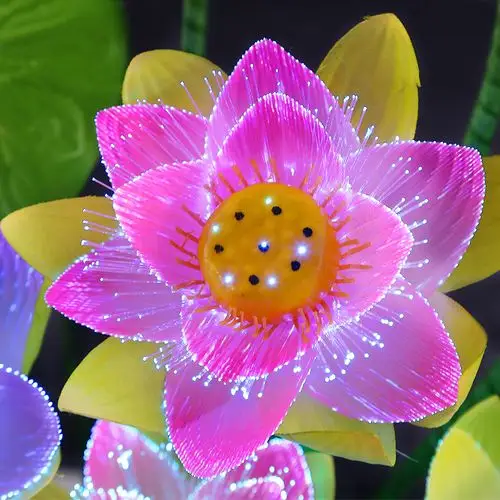 花灯光纤大号七彩led莲花观音荷花佛堂礼佛荷花灯