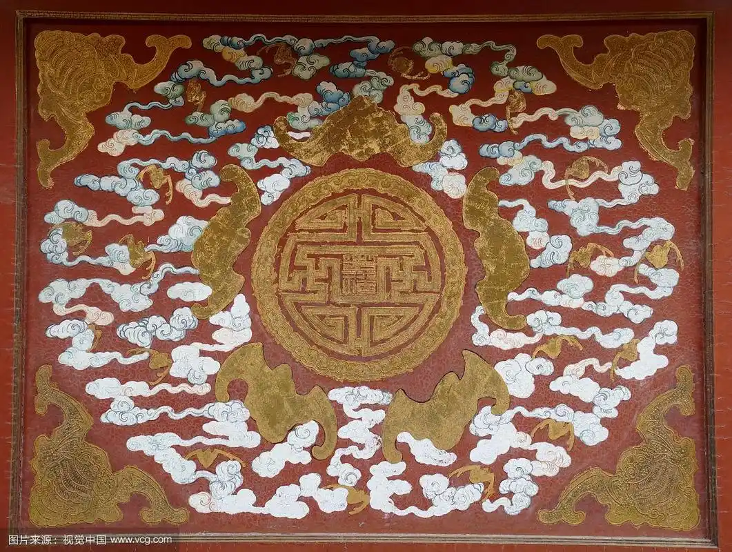 故宫传统壁画五福临门