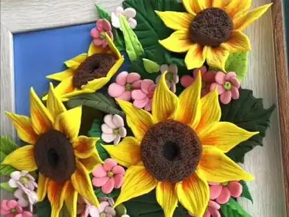 向日葵花手工_橡皮泥做向日葵花手工_向日葵花手工贴画制作 - 抖音