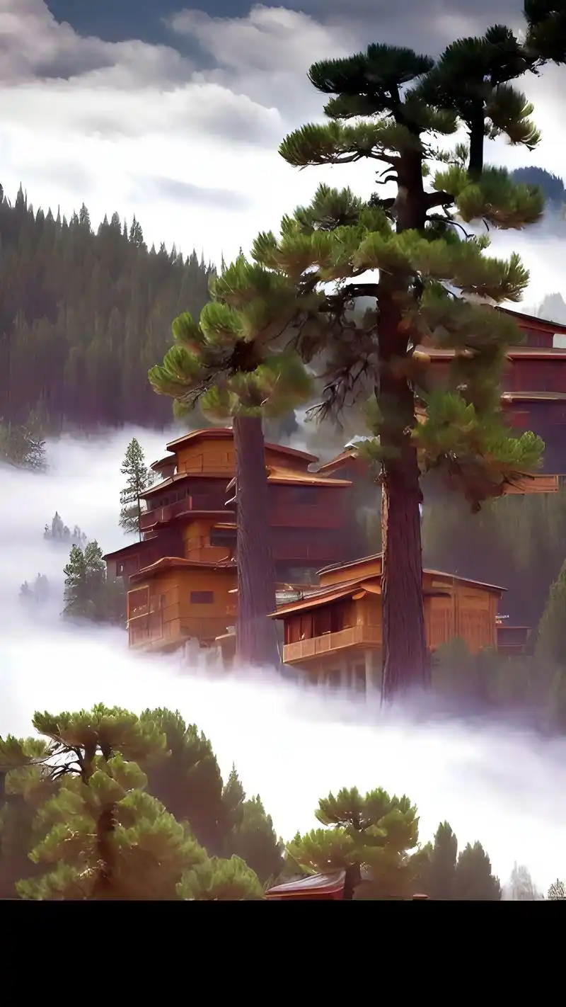 云雾飘渺,山间小屋.#图文伙伴计划 #1. "徜徉在云雾弥 - 抖音