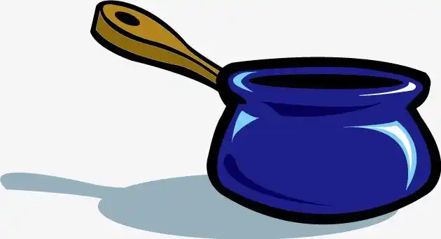 手绘卡通蓝色锅矢量