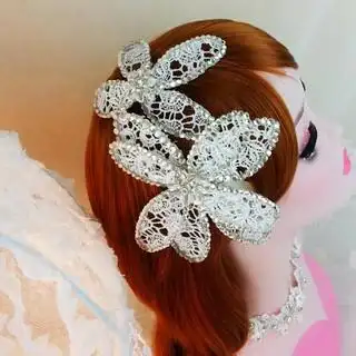 西式婚礼白色蕾丝蝴蝶婚纱饰品