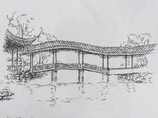 拙政园"小飞虹".优美的曲线使廊桥飞动起来.