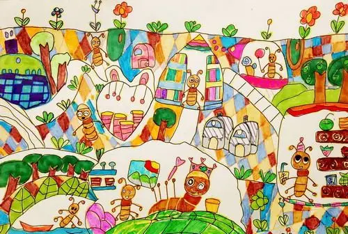 少儿书画作品-《蚂蚁的家》/儿童书画作品《蚂蚁的家》欣赏_中国少儿