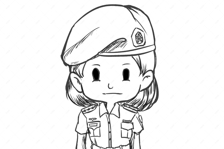 女兵火箭军军装插画