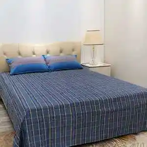 贵州布依族床单民族风纯棉面料土布单件图案双人格子蓝色舒适亲.